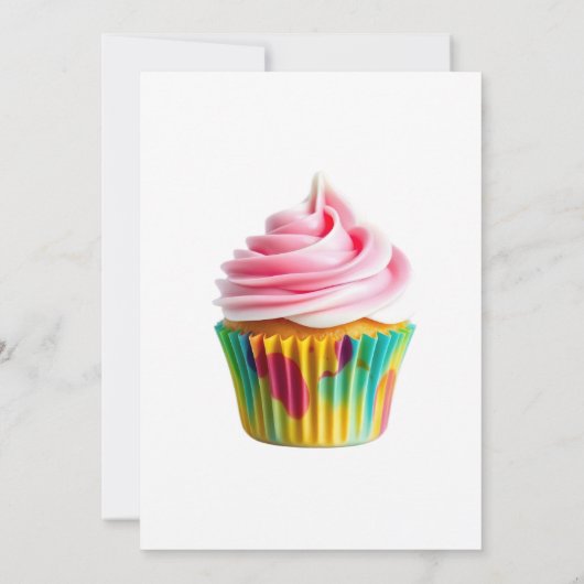 Single Cupcake with Pink and White Frosting 招待状 (裏面)