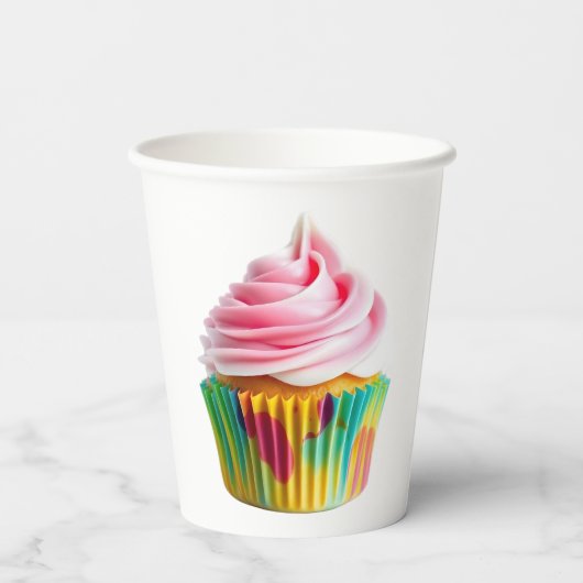 Single Cupcake with Pink and White Frosting 紙コップ (裏面)