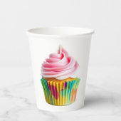 Single Cupcake with Pink and White Frosting 紙コップ (正面)