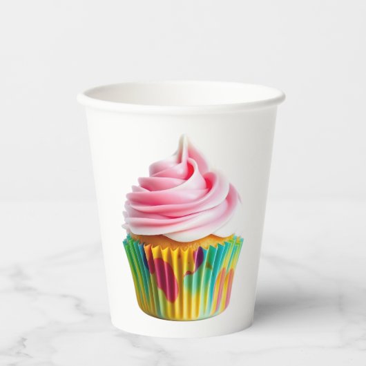 Single Cupcake with Pink and White Frosting 紙コップ (正面)