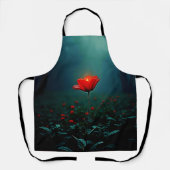 Single Glowing Red Flower Art エプロン (正面)