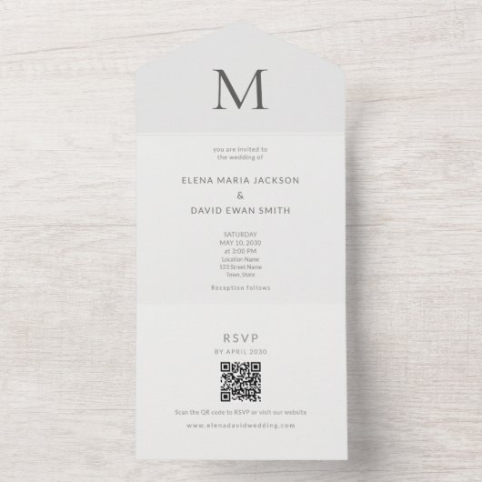 Single Initial Civil Wedding オールインワン招待状 (内側)