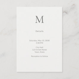Single Initial Civil Wedding Details Card エンクロージャーカード