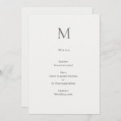 Single Initial Civil Wedding Menu Card メニュー (正面/裏面)