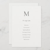 Single Initial Civil Wedding Program Card プログラム (正面/裏面)