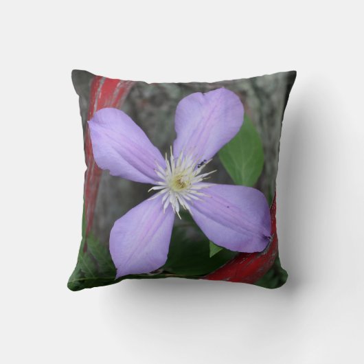 Single Lavender Clematis Flower クッション (裏面)