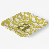 Single Letter Monogram Olive Green Floral Pattern ペーパープレート (傾斜あり)
