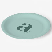 Single Letter Monogram Teal Blue Minimalist ペーパープレート (アングル)