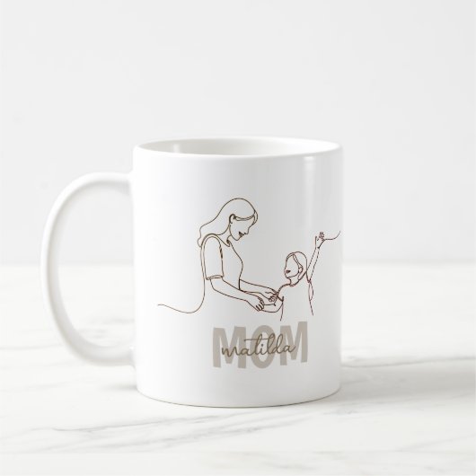 Single line art personalized mom's mug コーヒーマグカップ (左)