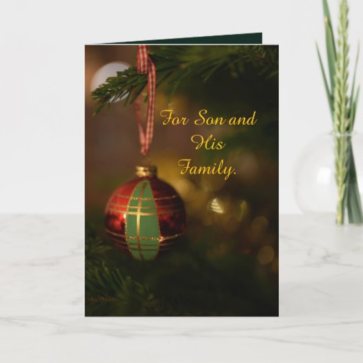 SINGLE ORNAMENT SON AND FAMILY CHRISTMAS CARD サンキューカード (正面)