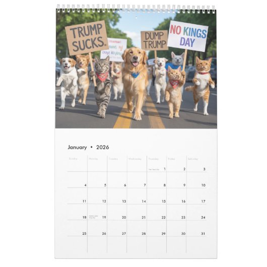 Single Page Trump Calendar カレンダー (1月 2026)