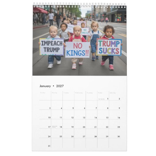 Single Page Trump Calendar カレンダー (1月 2027)
