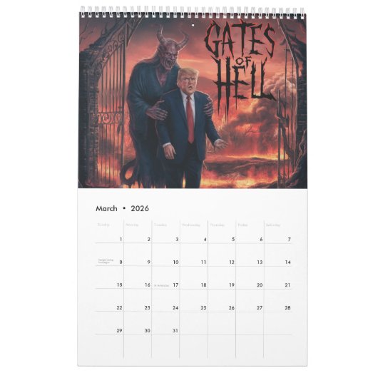 Single Page Trump Calendar カレンダー (3月 2026)