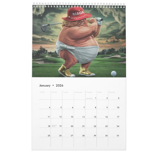 Single Page Trump Calendar カレンダー (1月 2026)
