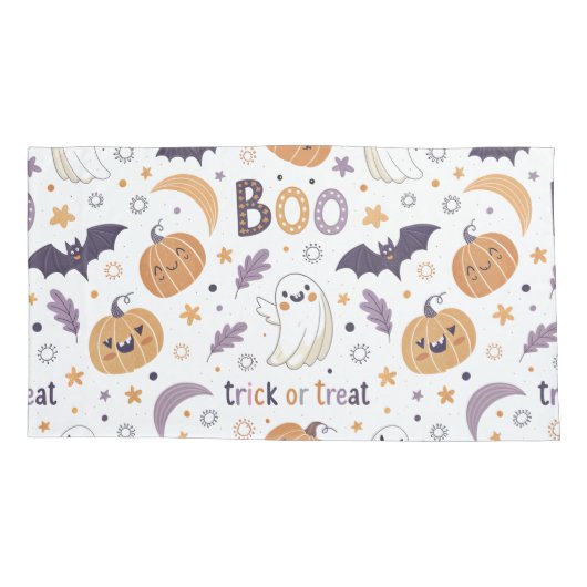 Single Pillowcase with Cozy Ghosts & Pumpkins 枕カバー (裏面)