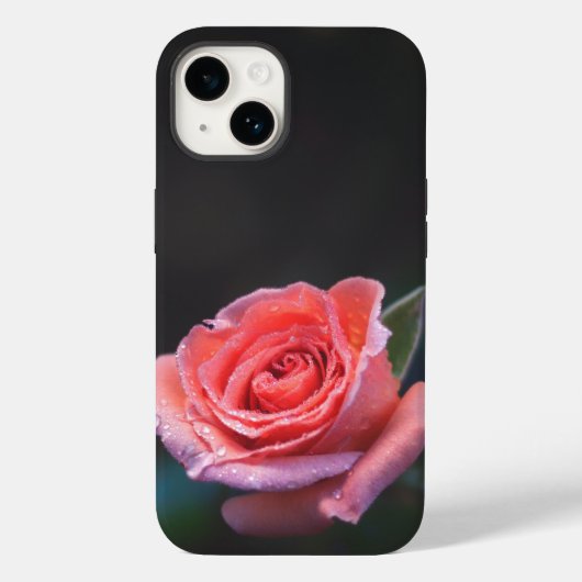 Single Pink Rose with Dew Case-Mate iPhoneケース (裏面)