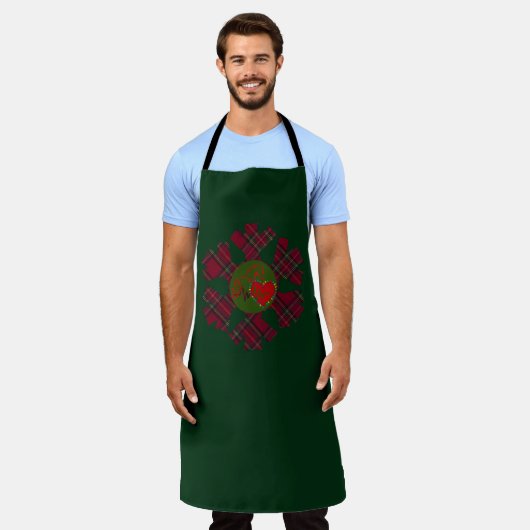 Single Plaid Snowflake Apron エプロン (着用した状態)
