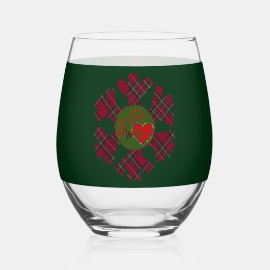 Single Plaid Snowflake Glassware ステムなしワイングラス (正面)