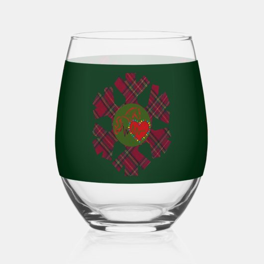 Single Plaid Snowflake Glassware ステムなしワイングラス (裏面)