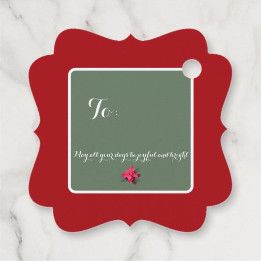 Single Poinsettia Customizable Text Design フェイバータグ (裏面)