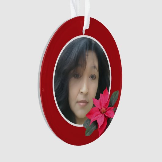 Single Poinsettia Design オーナメント (正面)