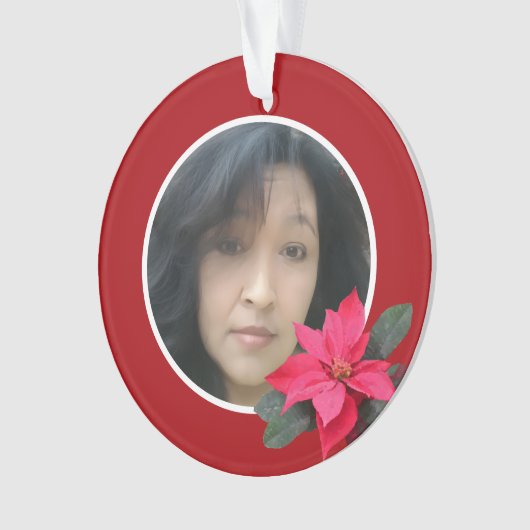 Single Poinsettia Design オーナメント (正面)