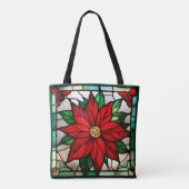 Single Poinsettia Faux Stained Glass トートバッグ (裏面)