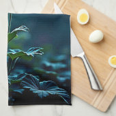 Single Red Bloom Focus Design キッチンタオル (四つ折り)