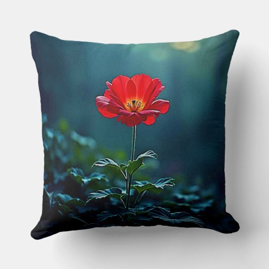 Single Red Bloom Focus Design クッション (裏面)