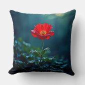 Single Red Bloom Focus Design クッション (正面)