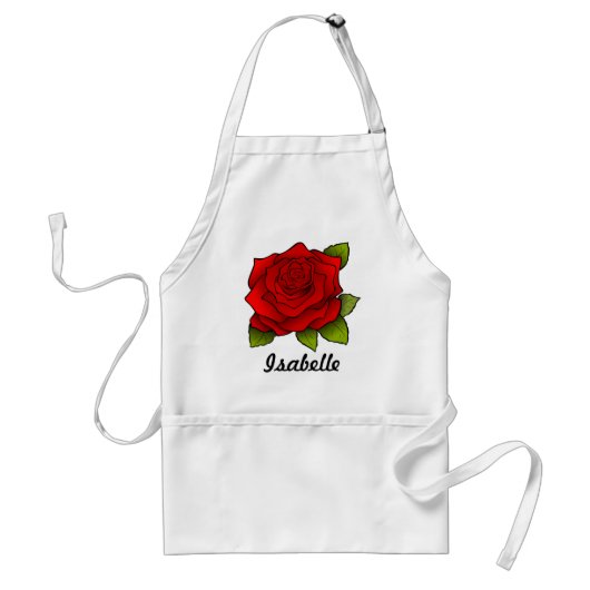 Single Red Rose Art Personalised スタンダードエプロン (正面)