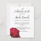 Single Red Rose Celebration of Life Card 招待状 (正面)