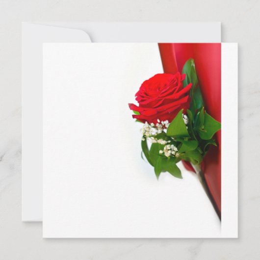 Single Red Rose – Floral White Background 招待状 (正面)