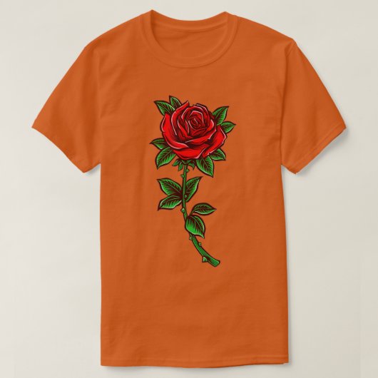 Single Red Rose Flower Romantic Love  Tシャツ (デザイン正面)