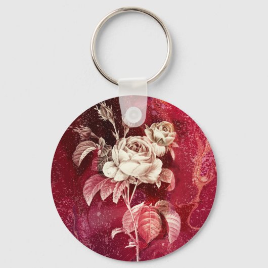 SINGLE ROSE  on Red Background キーホルダー (正面)