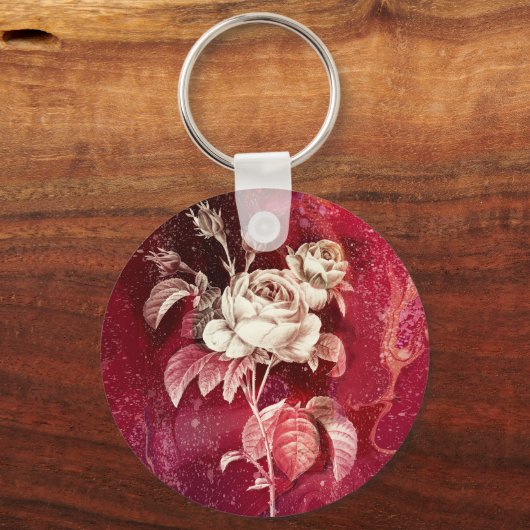 SINGLE ROSE on Red Background キーホルダー (正面)