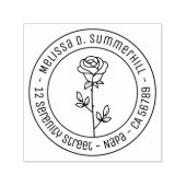 Single Rose Round Address セルフインキングスタンプ (デザイン)