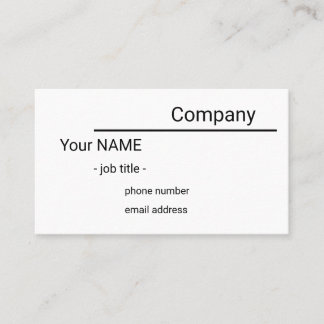 single sided simple white business card 名刺