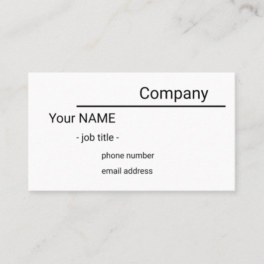 single sided simple white business card 名刺 (正面)