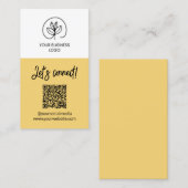Single Sided Soft Yellow Let's Connect QR Code 名刺 (正面/裏面)