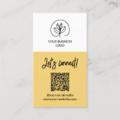 Single Sided Soft Yellow Let's Connect QR Code 名刺 (正面)