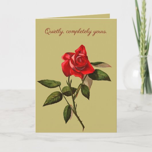 Single Stem Red Rose Isolated Vector Art カード (正面)