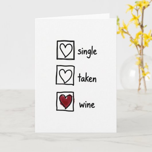 Single Taken Wine Humor Card カード (黄色い花)