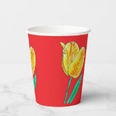 Single Yellow Tulip Red Highlights Paper Cup 紙コップ (裏面)