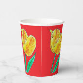 Single Yellow Tulip Red Highlights Paper Cup 紙コップ (右)