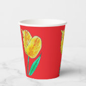 Single Yellow Tulip Red Highlights Paper Cup 紙コップ (正面)