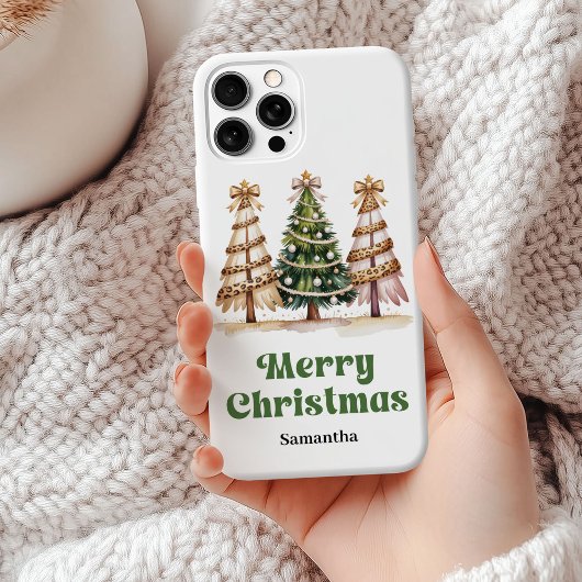 Singular Christmas tree watercolor leopard pattern Case-Mate iPhoneケース