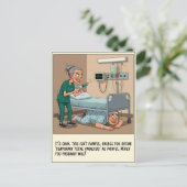 Sinister Nurse Hunts Patient Under Bed Get Well ポストカード (スタンド正面)