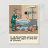 Sinister Nurse Hunts Patient Under Bed Get Well ポストカード (正面)