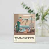 Sinister Nurse Hunts Patient Under Bed Get Well ポストカード (スタンド正面)